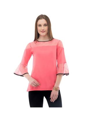 Women's  Crepe Net Pink Casual Top 1