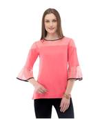 Women's  Crepe Net Pink Casual Top