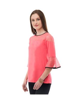 Women's  Crepe Net Pink Casual Top 2