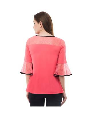 Women's  Crepe Net Pink Casual Top 3