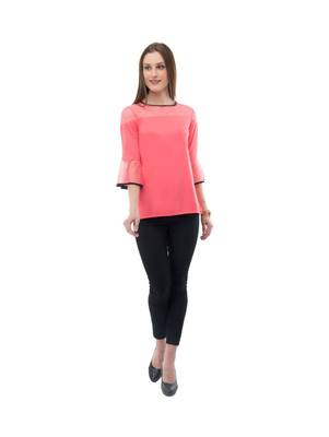 Women's  Crepe Net Pink Casual Top 5
