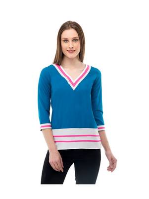 Women's Crepe Blue Casual Top 1