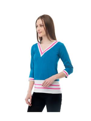 Women's Crepe Blue Casual Top 2