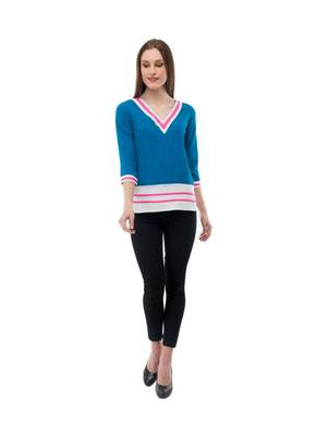 Women's Crepe Blue Casual Top 5