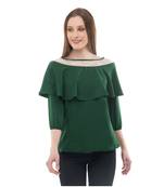 Women's Crepe Net Green Casual Top