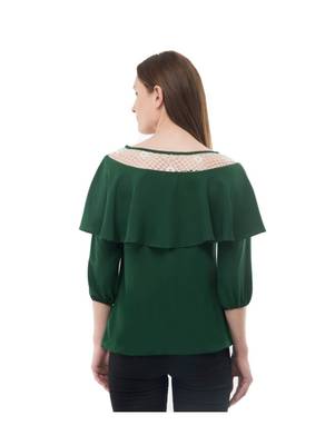 Women's Crepe Net Green Casual Top 3