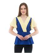 Women's Crepe Blue Casual Top