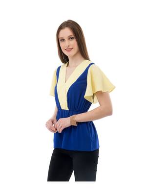Women's Crepe Blue Casual Top 2
