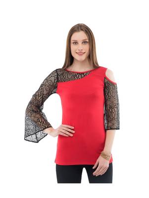 Women's Viscose Red Casual Top 1