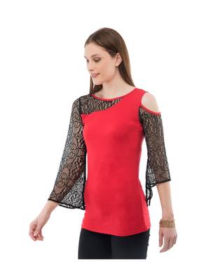 Women's Viscose Red Casual Top 2