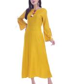 Mustard Color Rayon Fabric A-Line Kurti