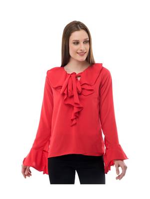 Women's Crepe Red Casual Top 1