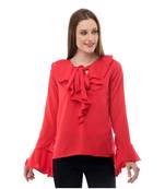 Women's Crepe Red Casual Top