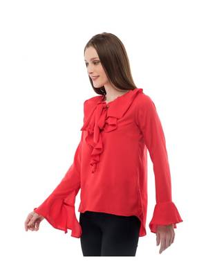 Women's Crepe Red Casual Top 2