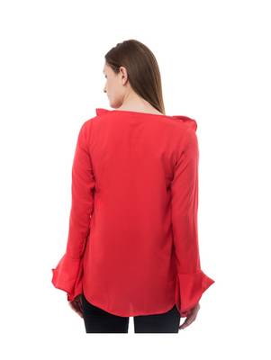 Women's Crepe Red Casual Top 3