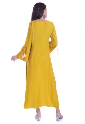 Mustard Color Rayon Fabric A-Line Kurti 2