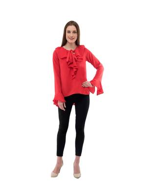 Women's Crepe Red Casual Top 5