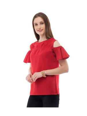Women's Crepe Red Casual Top 1