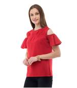 Women's Crepe Red Casual Top