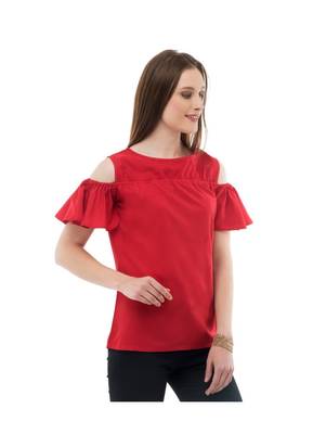 Women's Crepe Red Casual Top 2