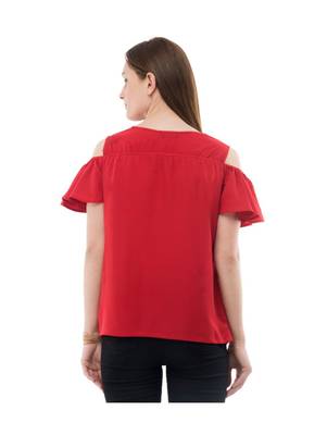 Women's Crepe Red Casual Top 3