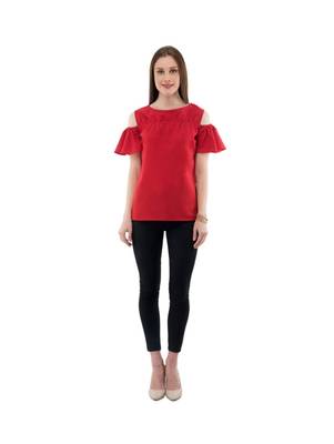 Women's Crepe Red Casual Top 5