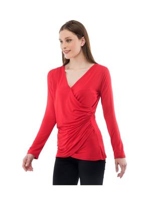Women's Viscose Red Casual Top 2