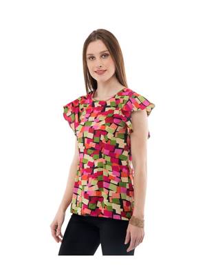Women's Crepe Multi-Coloured Casual Top 2