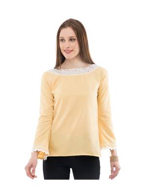 Women's Crepe Net Yellow Casual Top 1