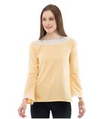 Women's Crepe Net Yellow Casual Top