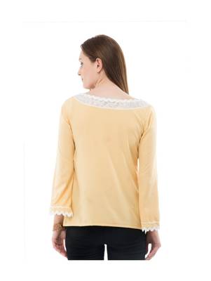 Women's Crepe Net Yellow Casual Top 3