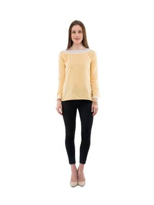 Women's Crepe Net Yellow Casual Top 5