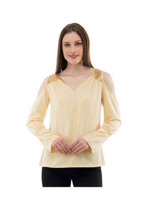 Women's Crepe Yellow Casual Top 1