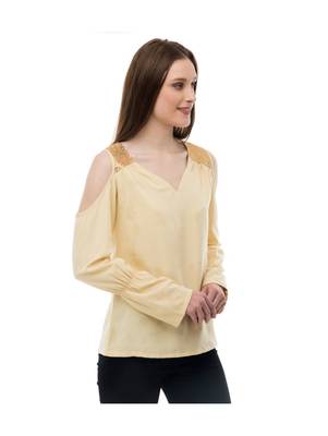 Women's Crepe Yellow Casual Top 2