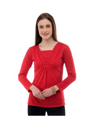 Women's Viscose Red Casual Top 1