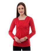 Women's Viscose Red Casual Top