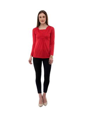 Women's Viscose Red Casual Top 5