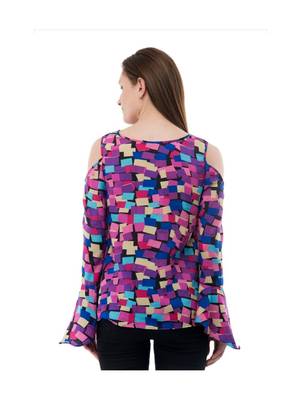 Women's Crepe Multi-Coloured Casual Top 3
