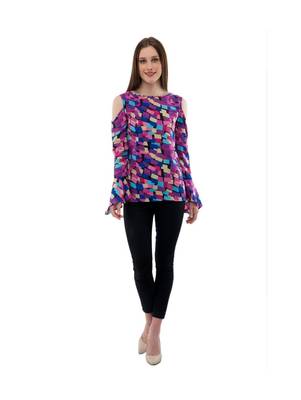 Women's Crepe Multi-Coloured Casual Top 5