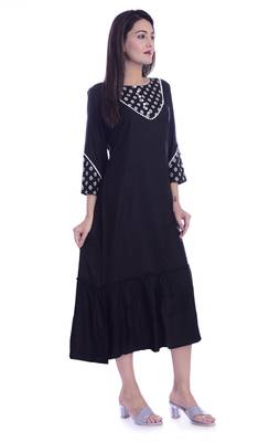 Black Color Rayon Fabric Straight Kurti 3