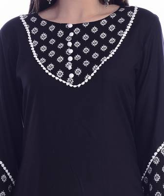 Black Color Rayon Fabric Straight Kurti 4