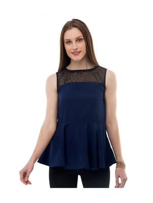 Women's Crepe Net Blue Casual Top 1