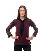 Women's Crepe Net Brown Casual Top