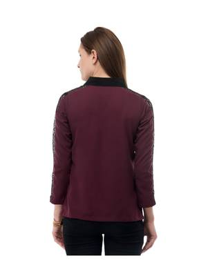 Women's Crepe Net Brown Casual Top 3