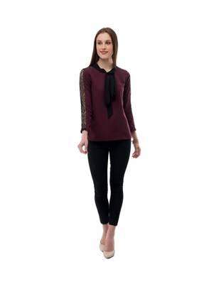 Women's Crepe Net Brown Casual Top 5