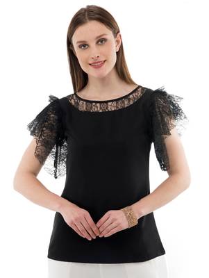 Women's Crepe Net Black Casual Top 1