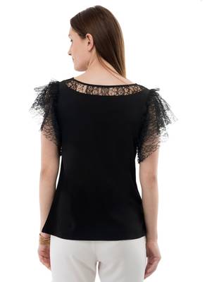 Women's Crepe Net Black Casual Top 3