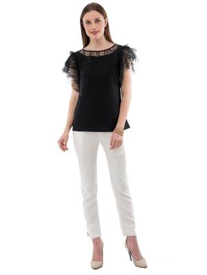 Women's Crepe Net Black Casual Top 5