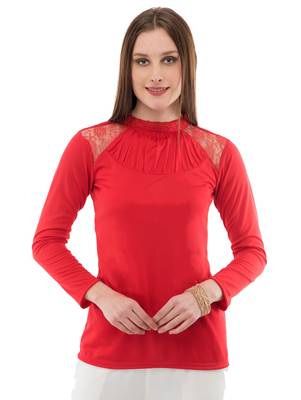 Women's Viscose Red Casual Top 1