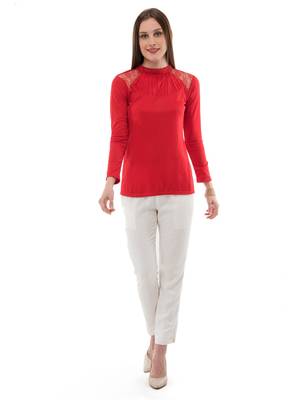 Women's Viscose Red Casual Top 5